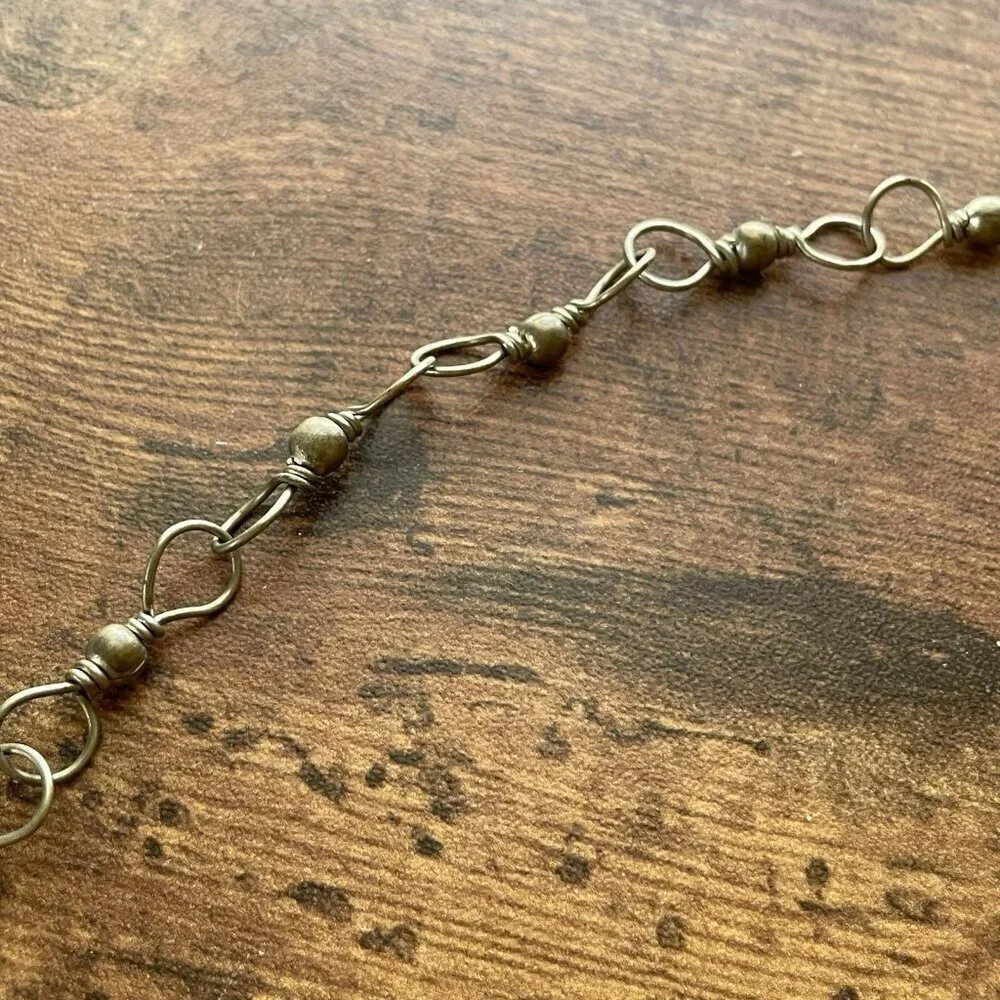 Vintage Art Glass Heart Charm Necklace Long Length 30